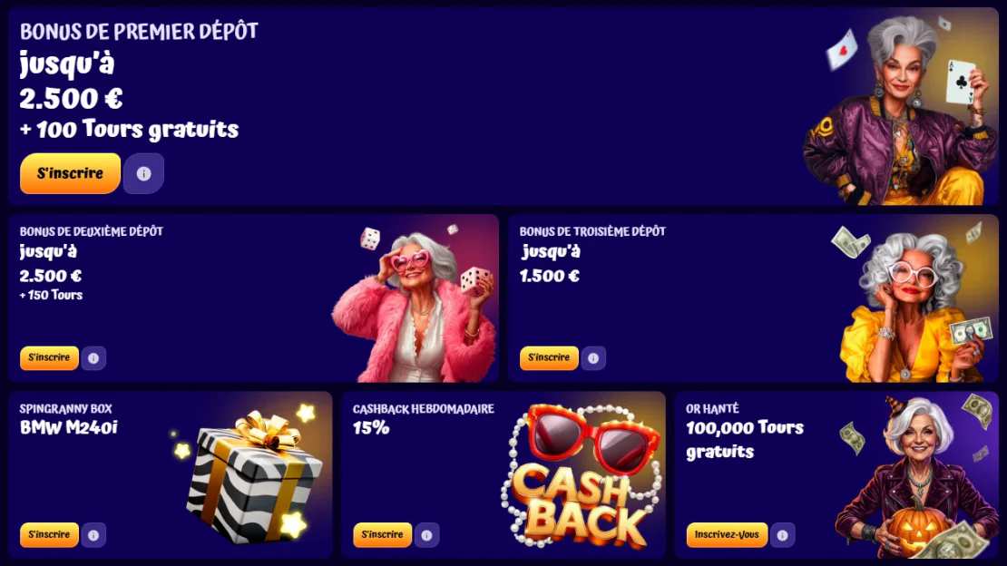 Spingranny casino actions bonus bienvenue